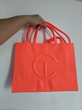 Telfar Medium Shopping Bag NWT And Garment Bag (Hazard - Neon Orange)